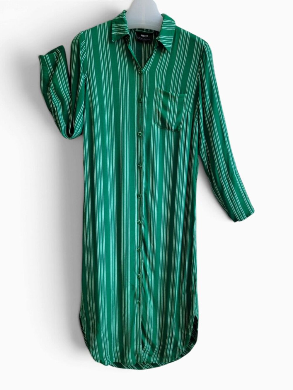 Maeve Anthropologie Martina Shirt Dress 0 Green Stripe Midi Coastal Preppy